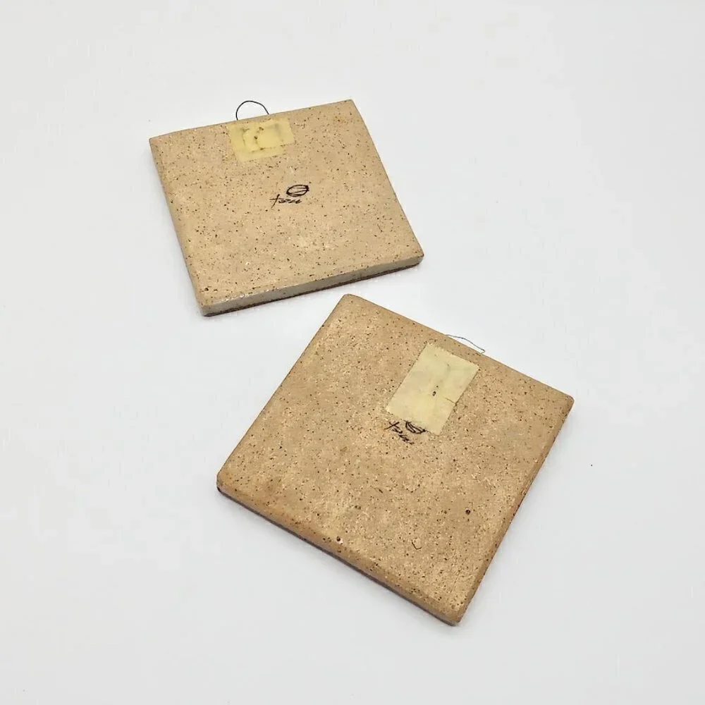 Mexican Ceramic Square Coasters Hanging Wall Folk Art